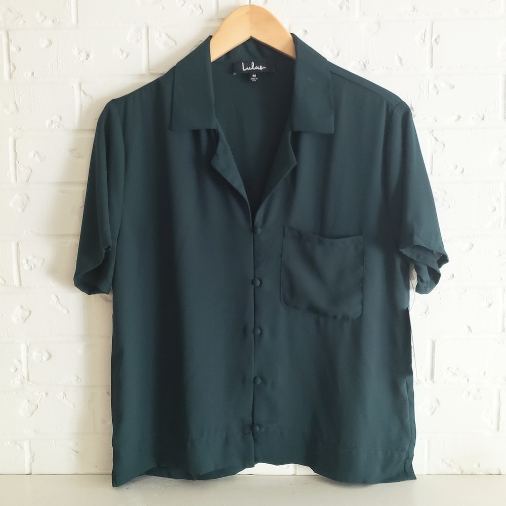 NWT Lulus Good Luck Charm Short Sleeve Blouse